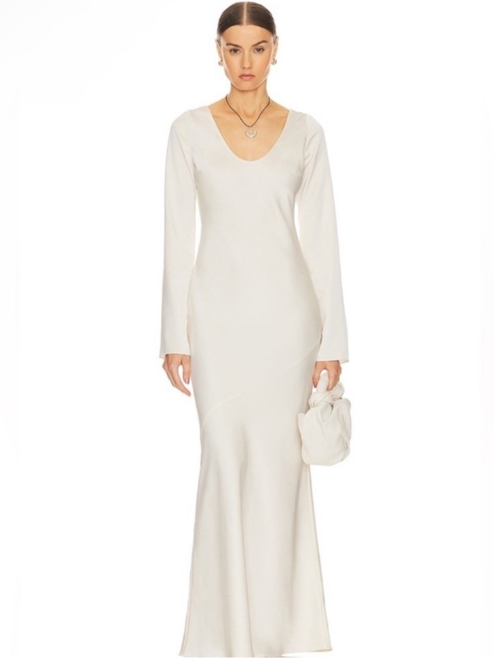 Helsa Angelica Backless Maxi Dress in Ivory